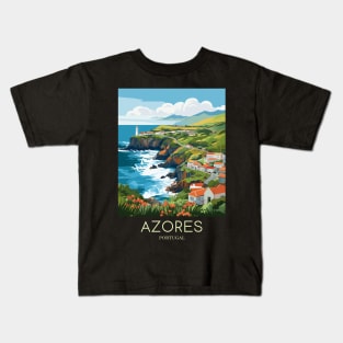 A Pop Art Travel Print of Azores - Portugal Kids T-Shirt